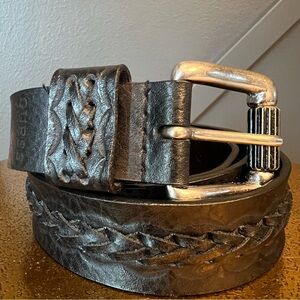 Guess Vintage Y2K Belt Black Genuine Leather Women's Large